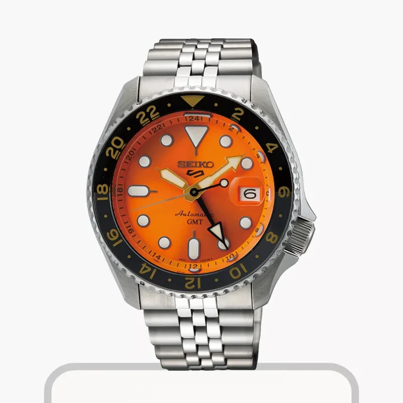 Seiko 5 Men's Sports GMT Mikan Orange Dial Watch | SSK005K1